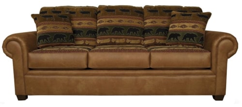 Rustic Sofa with Wide Rolled Arms