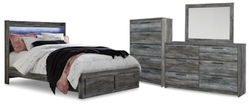 Queen Storage Bed, Dresser, Mirror And Chest