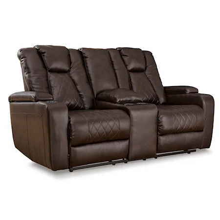 Contemporary Reclining Loveseat with Center Console