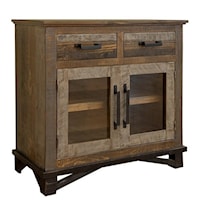 Rustic 2 Drawers, 2 Door Server with Iron Hardware