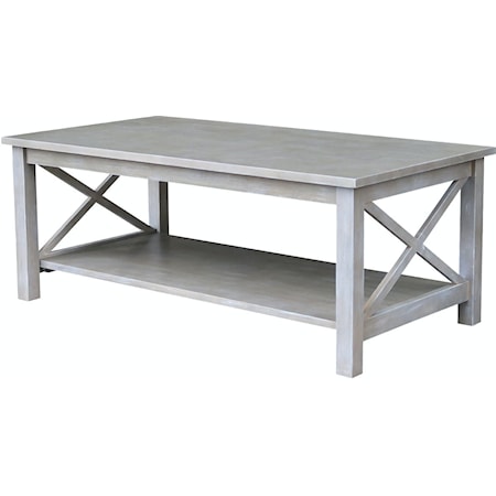 Farmhouse Rectangular Coffee Table with X Design