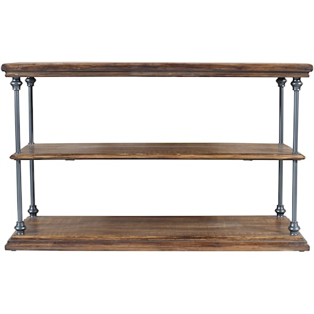 Industrial Larson Sofa Table with Open Shelving 