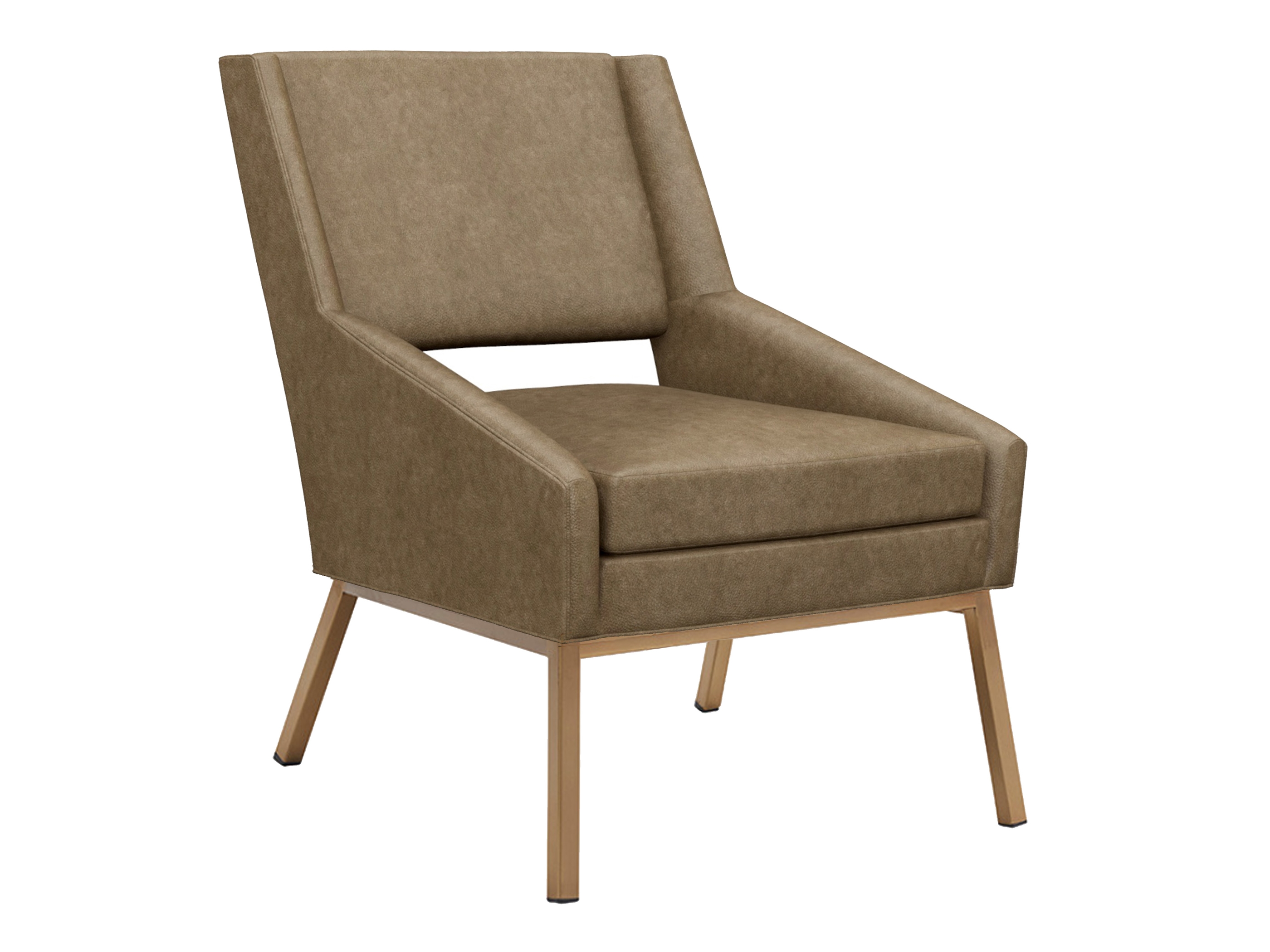 Amani Leather Chair With Bright Brass Base