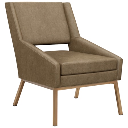 Amani Leather Chair With Bright Brass Base
