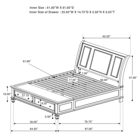 Wood Queen Storage Panel Bed