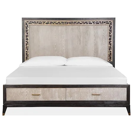 Transitional Queen Panel Bed with Footboard Storage