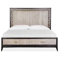 Transitional King Panel Bed with Footboard Storage