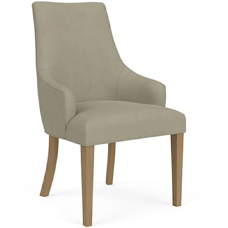 Transitional Upholstered Dining Chair with Slope Arms