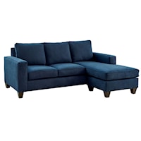 Transitional Chaise Sofa with Plush Seating and Tracks Arms