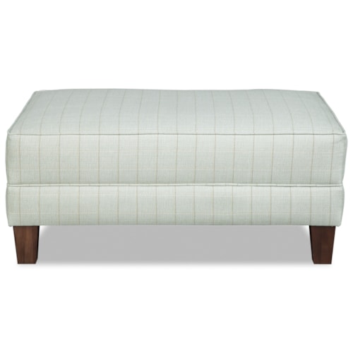 Customizable Small Rectangular Cocktail Ottoman with Welt Cords and Tapered Legs