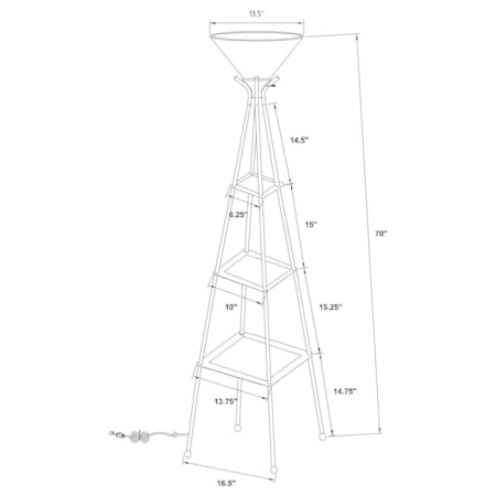 70-inch 3-shelf Frosted Torchiere Floor Lamp