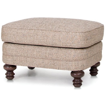 Transitional Accent Ottoman with Nail-Head Trim & Turned Legs