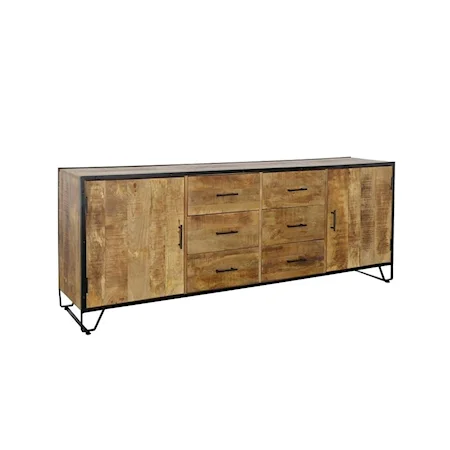 Rustic 6-Drawer Credenza