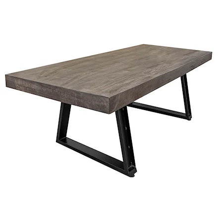 Rustic Solid Wood Dining Table with Metal Base