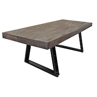 Rustic Solid Wood Dining Table with Metal Base