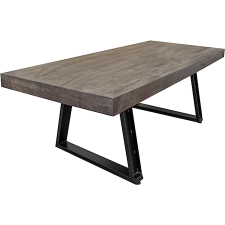 Rustic Solid Wood Dining Table with Metal Base