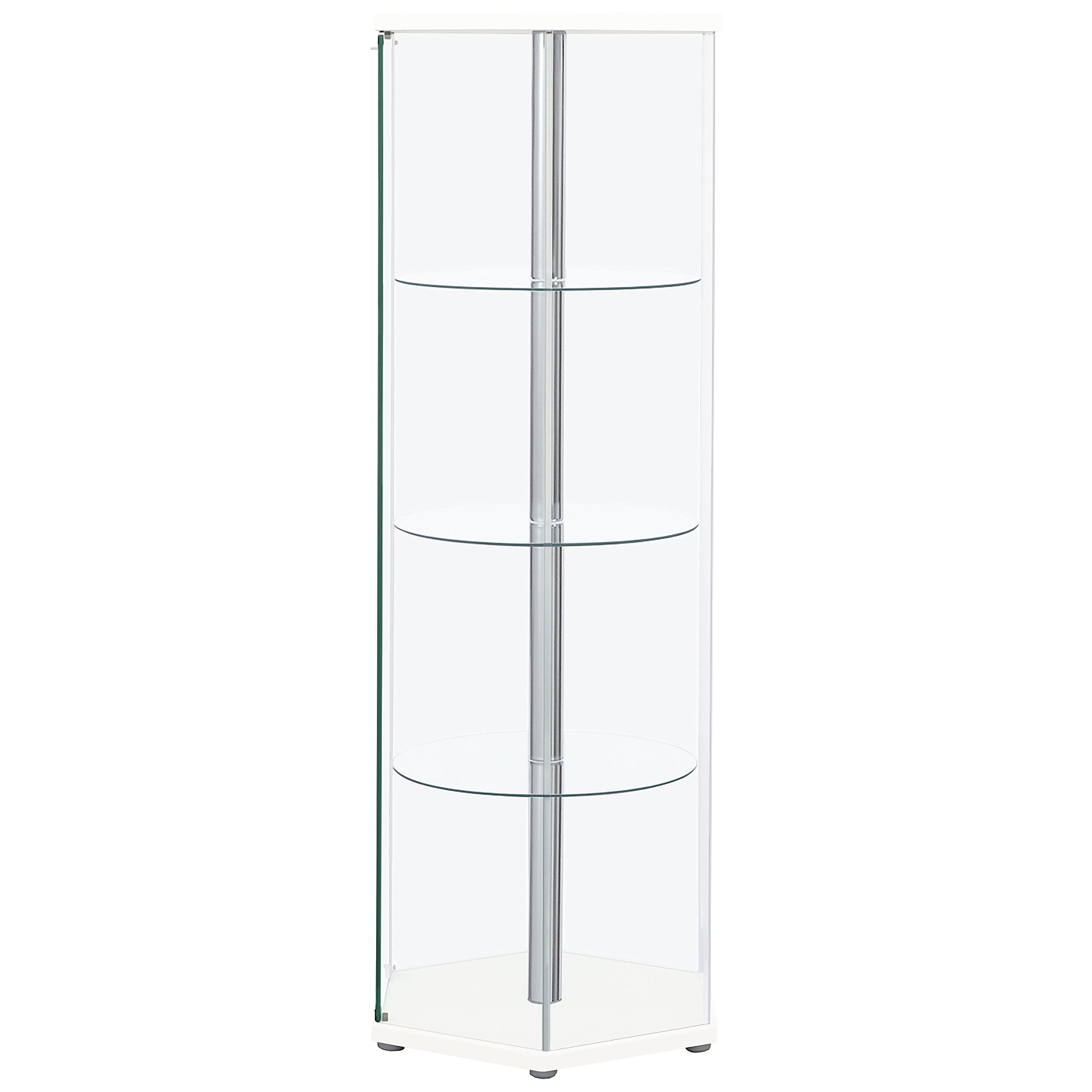 4-shelf Hexagonal Glass Curio Cabinet