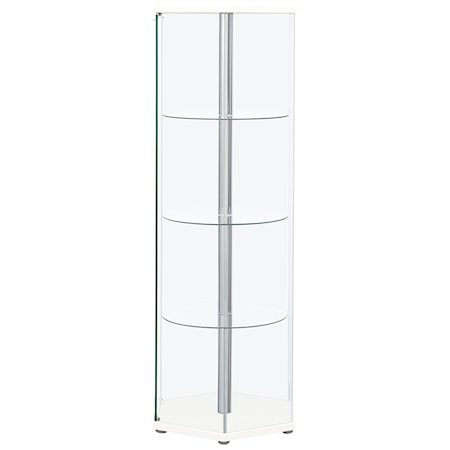 4-shelf Hexagonal Glass Curio Cabinet