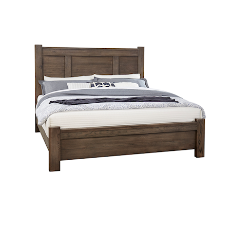 Transitional King Poster Bed with Low-Profile Footboard