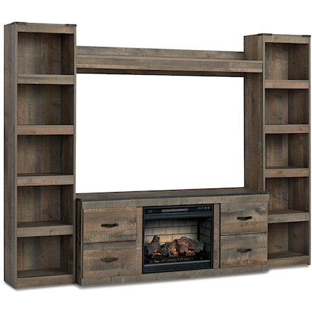 4-Piece Entertainment Center With Electric Fireplace