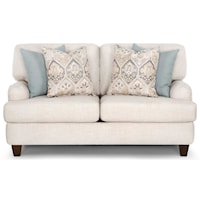 Contemporary Loveseat with Exposed Wood Legs