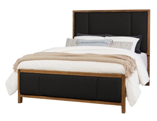 Transitional Queen Upholstered Panel Bed