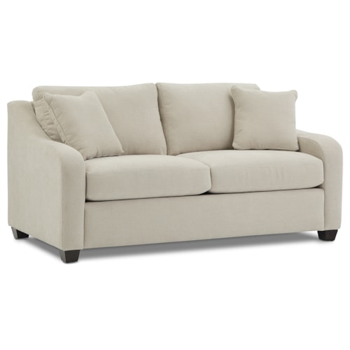 Transitional Slope-Arm Apartment Sofa with Throw Pillows
