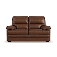 Casual Leather Loveseat with Pillow Arms