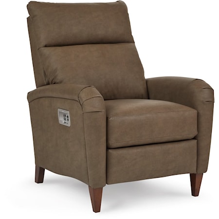 Contemporary Upholstered High Leg Recliner with Power Headrest