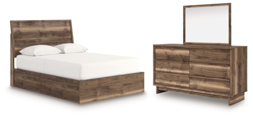 Queen Panel Bed, Dresser And Mirror
