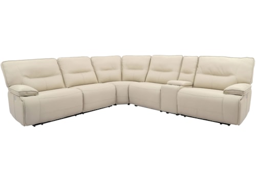 Casual 6-Piece Power Reclining Sectional Sofa with Power Headrests
