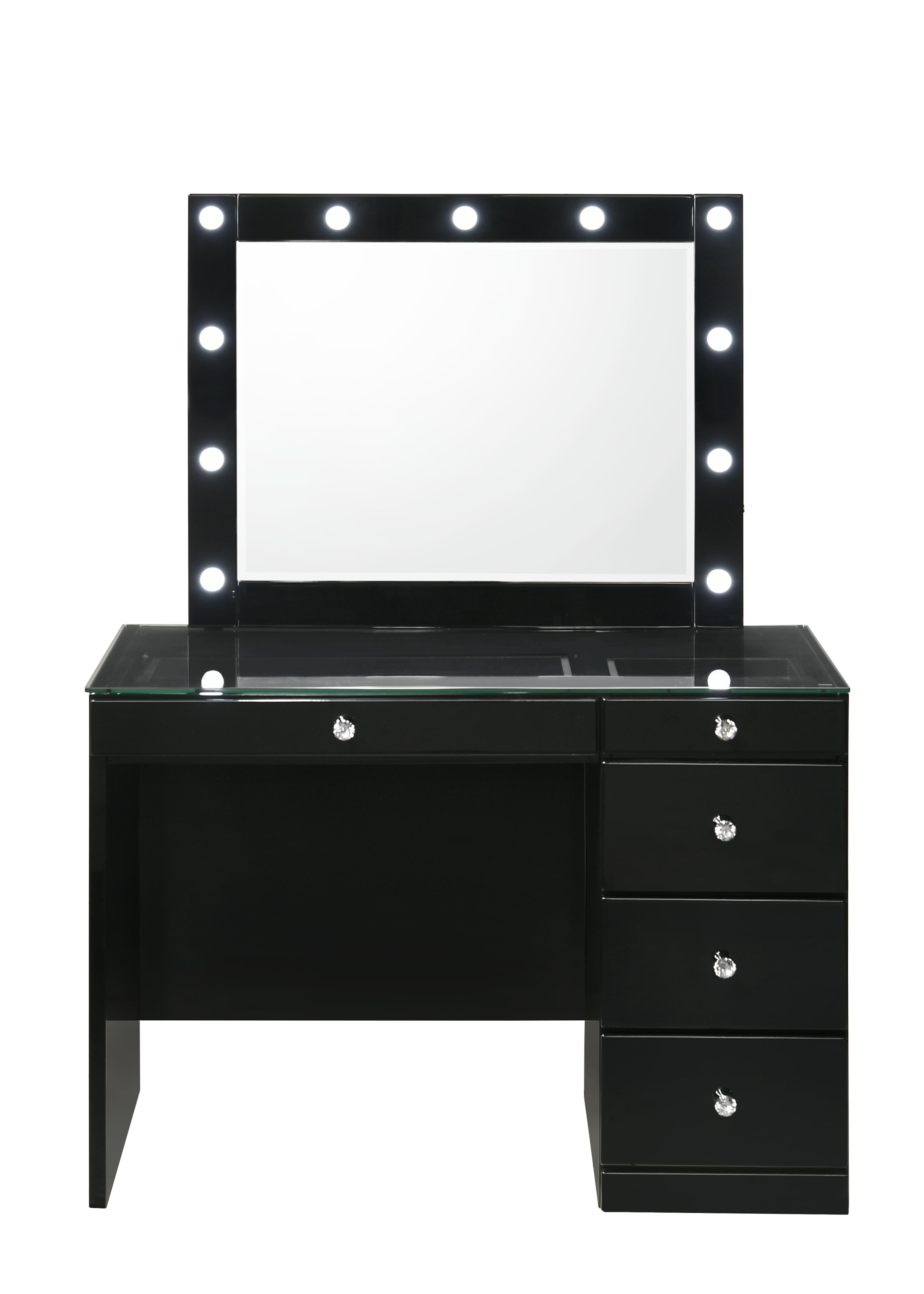 Vanity Desk and Stool Set - Black