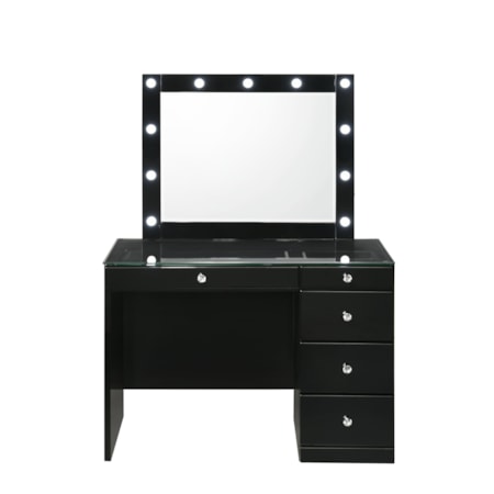 Vanity Desk and Stool Set - Black