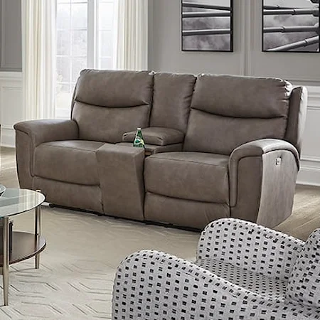 P Hdrst Loveseat w/ Console, Hidden Cupholders, & Wireless Charging
