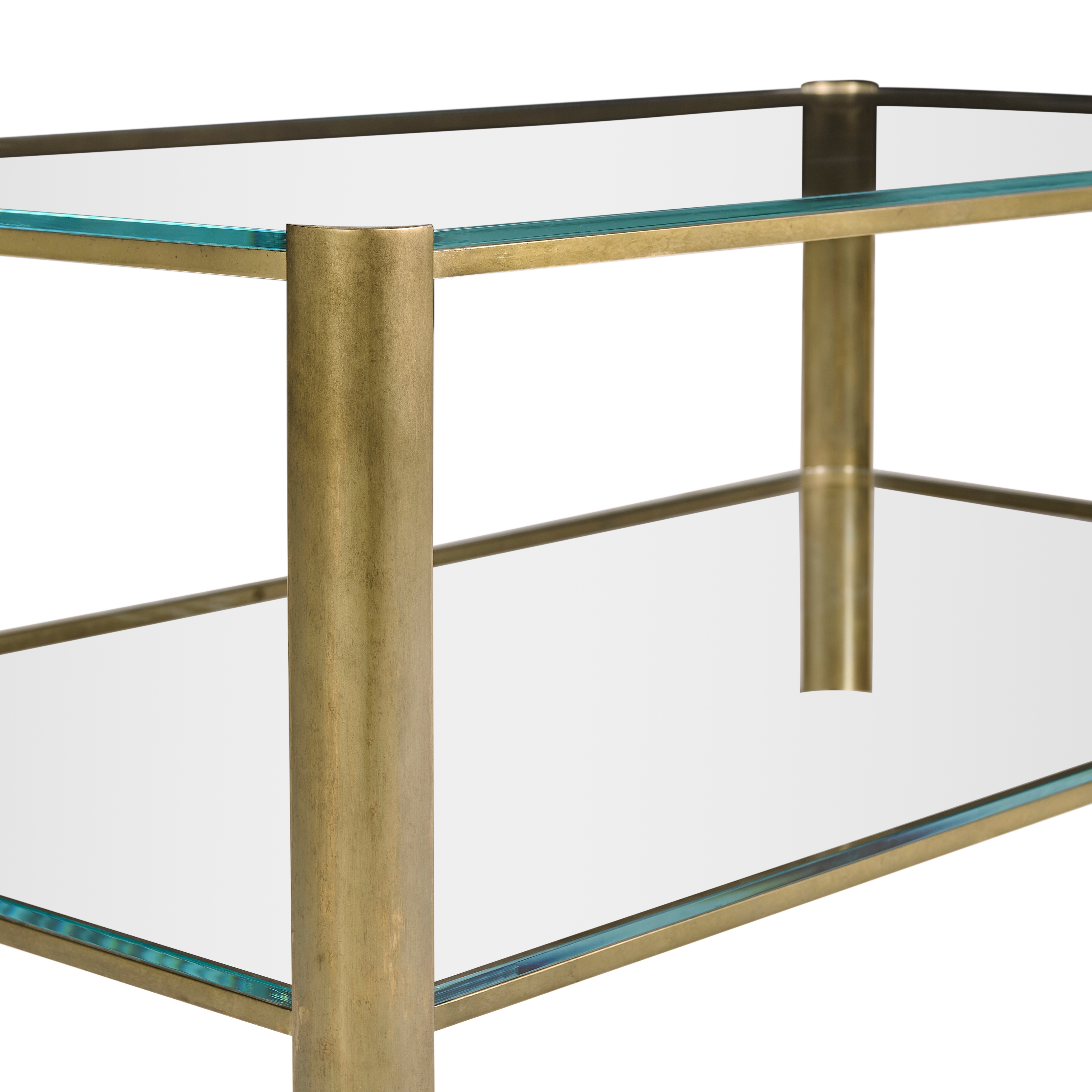 Jonathan Charles JC Modern Cosmo Antique Brass Cocktail Table