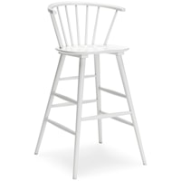 White Solid Wood Spindle Back Bar Height Stool