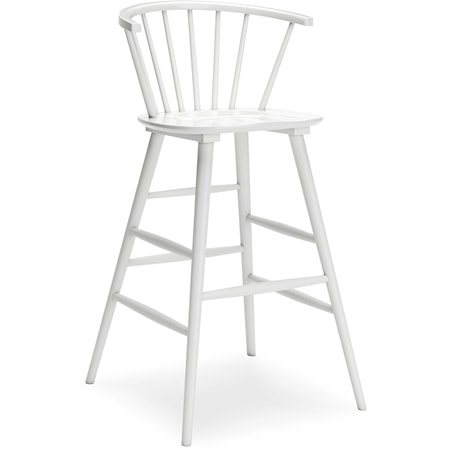 White Solid Wood Spindle Back Bar Height Stool
