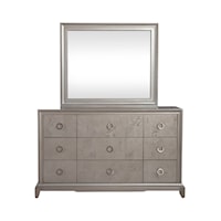Contemporary Glam  9-Drawer Dresser and Mirror with LED Lighting Wraps