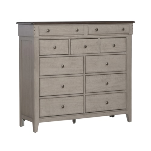 Modern Farmhouse 11-Drawer Chesser with Felt-Lined Top Drawers