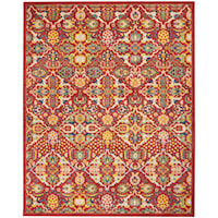 7'10" x 9'10" Red Multicolor Rectangle Rug