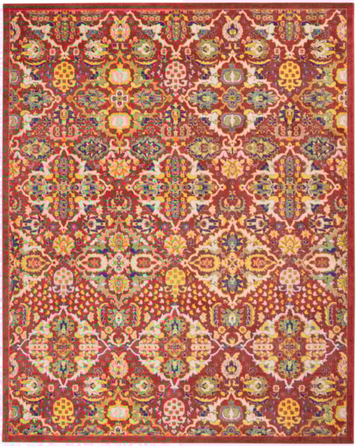 7'10" x 9'10" Red Multicolor Rectangle Rug
