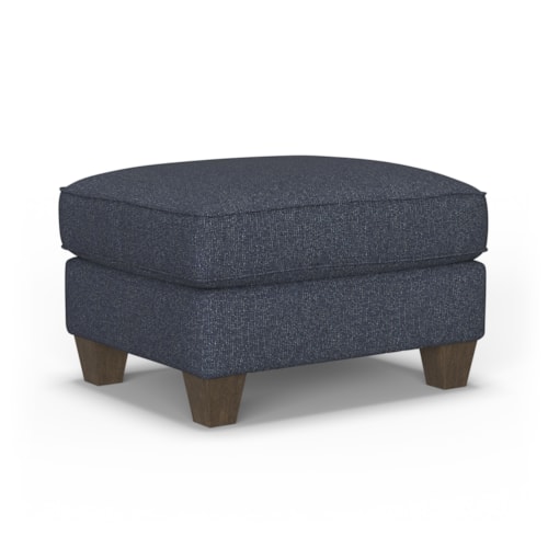 Transitional Upholstered Ottoman with Tapered Legs