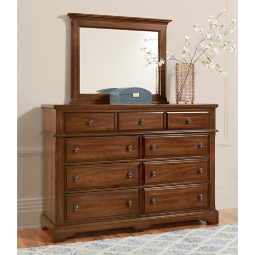 Traditional 9-Drawer Dresser and Mirror Set