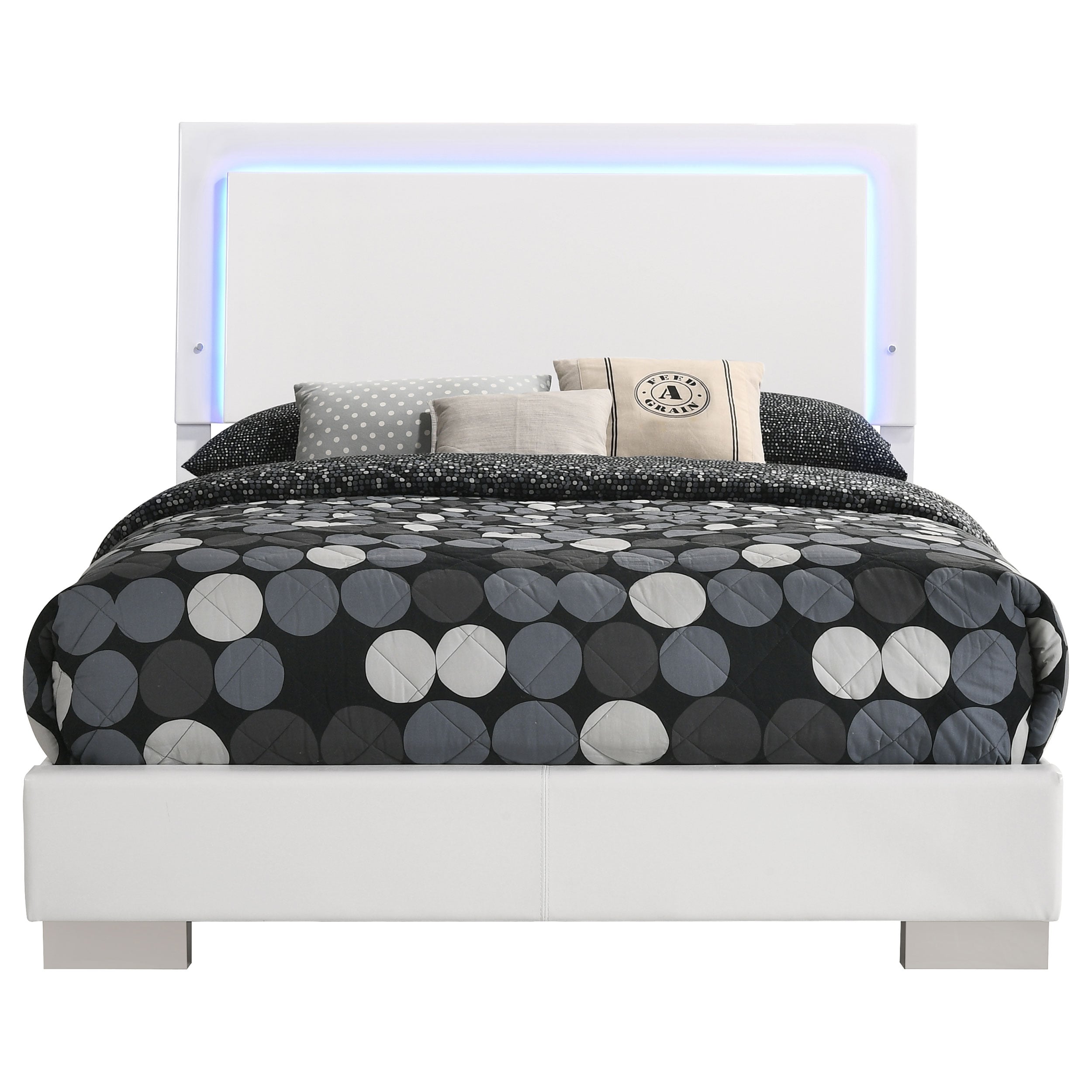 Wood Full LED Panel Bed