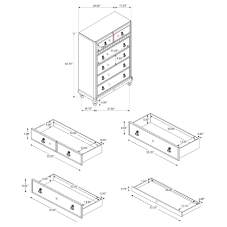 Bling Game 5-piece Cal King Bedroom Set