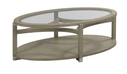 Oval Coffee Table with Tempered Glass Top