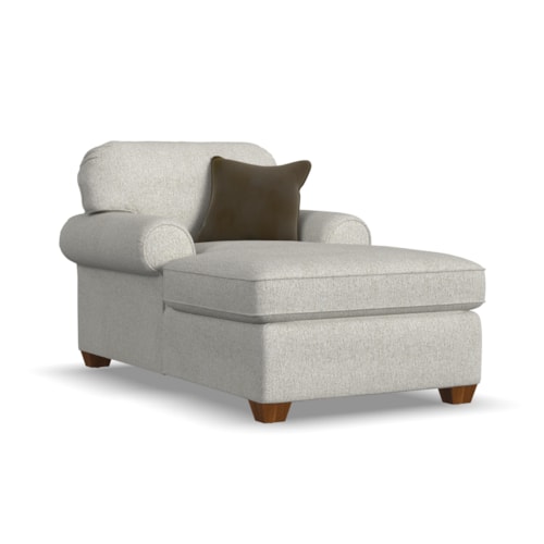 Transitional Chaise Lounge with Rolled Arms