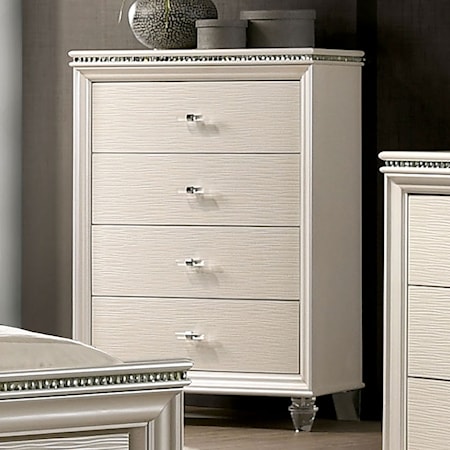 Contemporary Glam 4-Drawer Chest with Felt-Lined Top Drawer