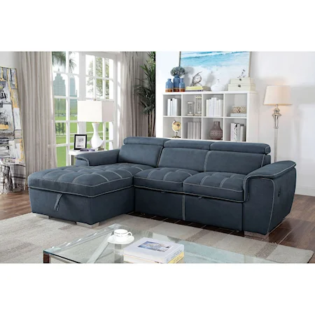 Contemporary Sectional Sofa with Chaise Storage and Sleeper