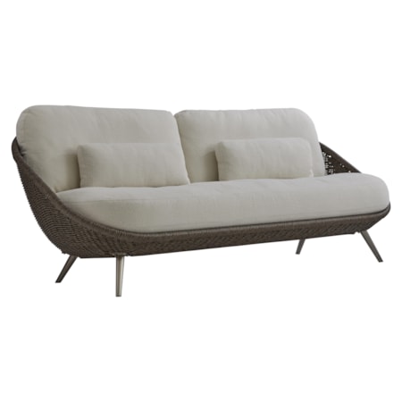 Woven Papasan Outdoor Sofa w/Kidney Pillows